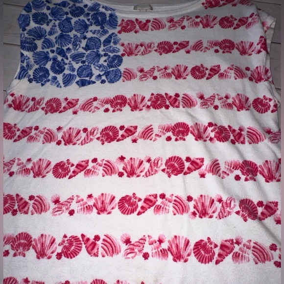 Talbots Patriotic Seashell Flag Top – Size Small 🇺🇸🌊 Office School Church Party - Picture 3 of 7